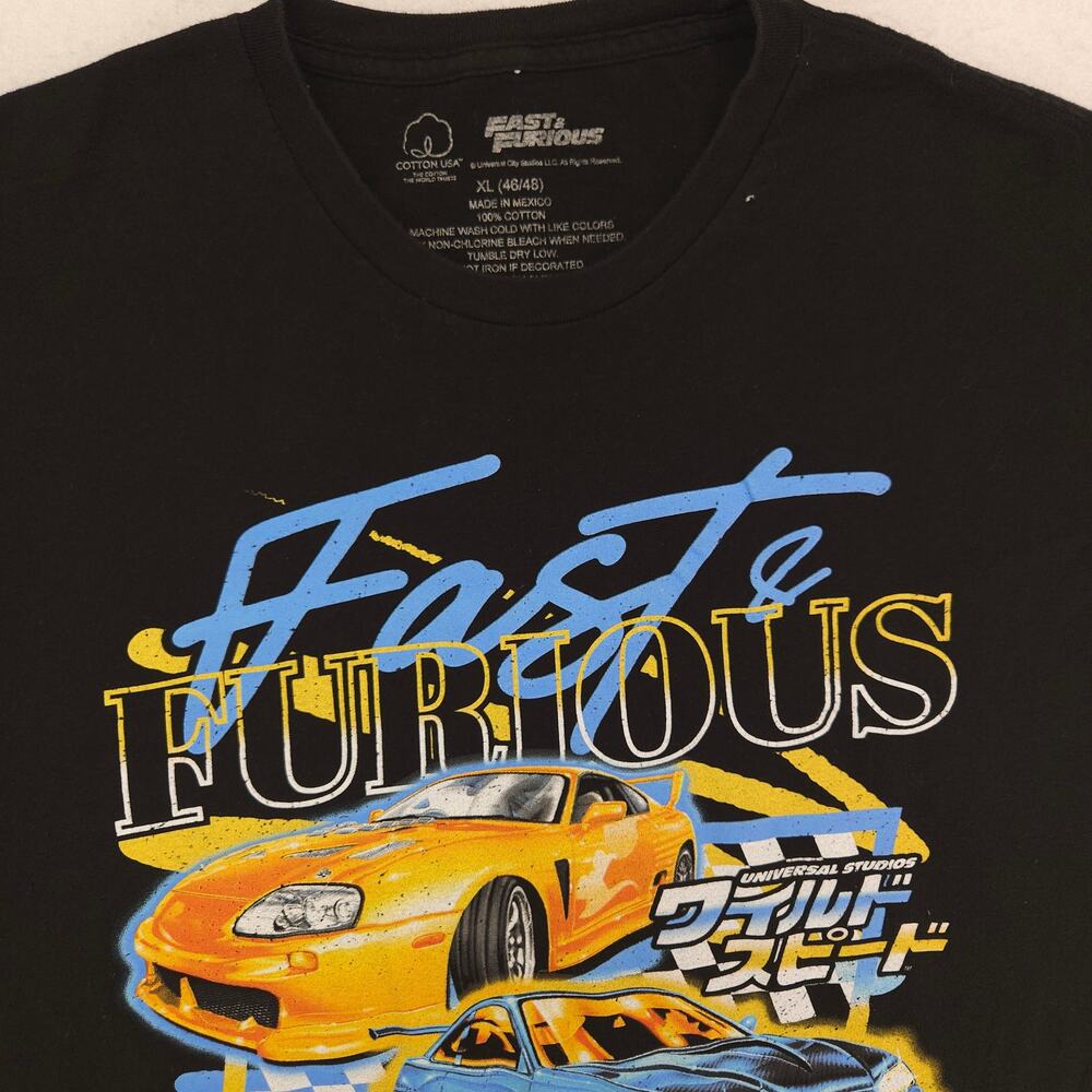 Fast And Furious Movie Crew Neck Short Sleeve T Shirt Mens Size XL Black